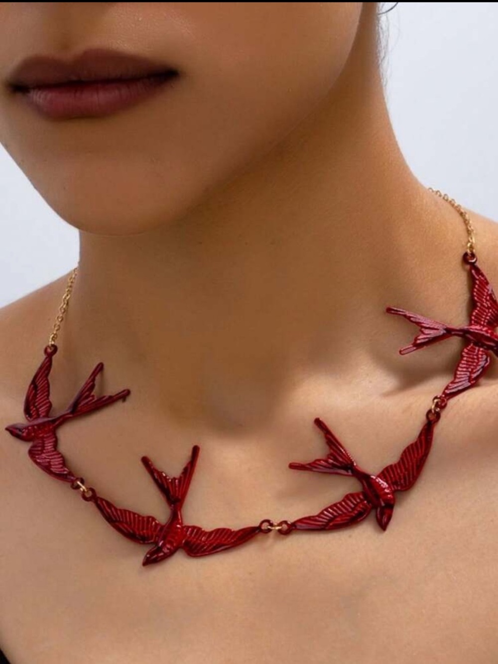 Beautiful Red Bird Link Necklace - Women Jewelry